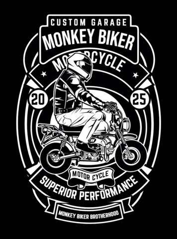 Monkey Biker Motorcycle T-shirt Design Template