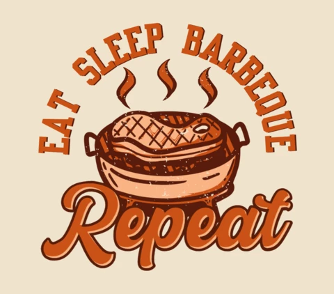 Barbeque Grill Meat Vintage T-shirt Design Template