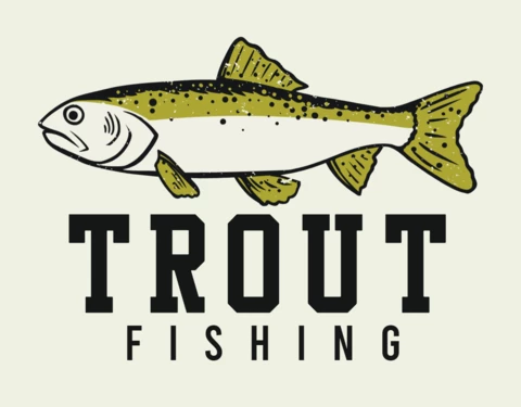 Trout Fishing Vintage Logo Design Template