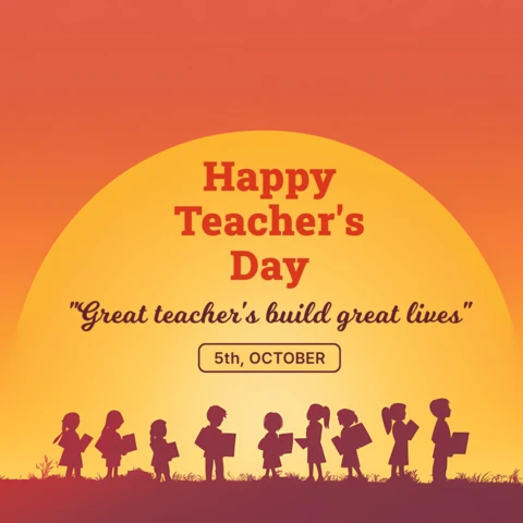 Happy Teacher's Day Editable Template - Warm Sunset Design for Celebrating Educators