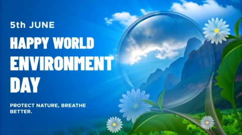 Blue Sky and Mountain Flowers - World Environment Day Template