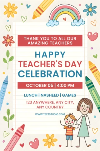 Colorful Teacher's Day Celebration Template - Editable Design for Events
