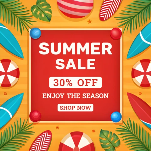 Modèle de design de vente d'été vibrant avec des éléments tropicaux