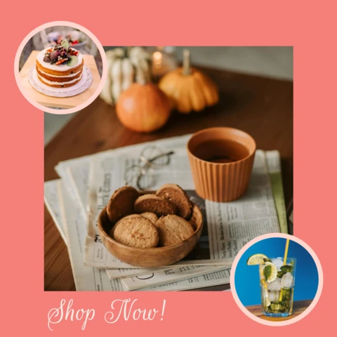 Herbst ästhetische shop jetzt instagram post design vorlage