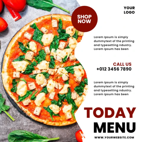 Striking Visual Pizzeria Menu Instagram Post Design Template