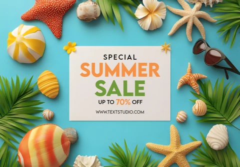 Vibrant Summer Sale Design Template with Tropical Elements