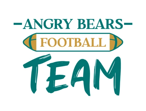 Projekt koszulki drużyny futbolowej Angry Bear dla szablonu merchandisingowego