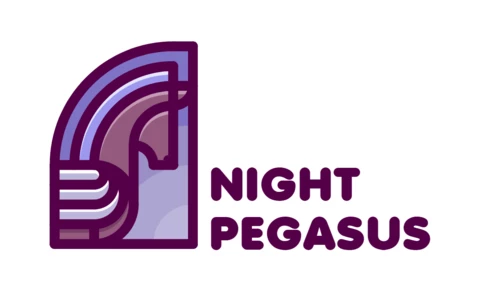 Gece pegasus logo tasarım şablonu