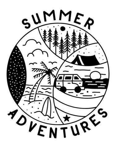 Géométrie sacrée aventures d'été silhouette badge design