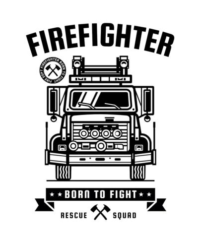 Firefighter Truck T-Shirt Design Template