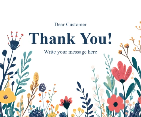Minimal Floral Customer Appreciation Card Template