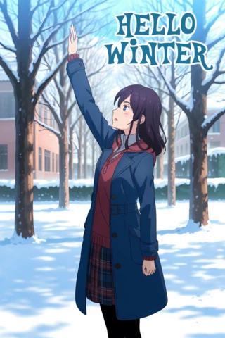 Winter-Themed Anime Character Design Template for Greeting Cards