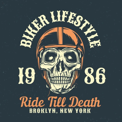Motorcycle Biker's Skull T-Shirt Design Template
