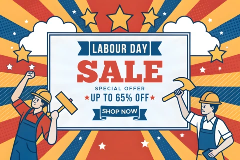 Labour Day Sale Design Template - Bold Retro Style