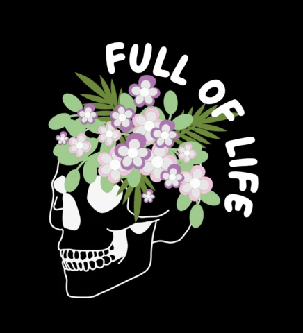 Modello di design per t-shirt con teschio boho e fiori