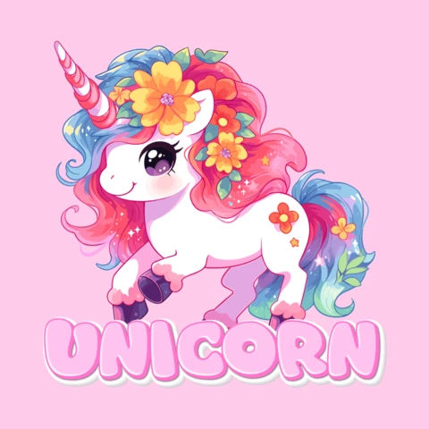Unicorn with Text Design Logo