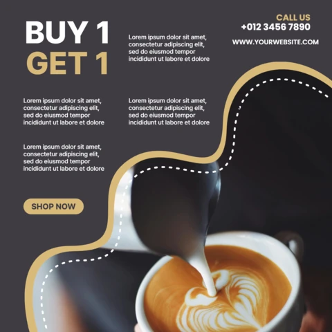 Koop 1 krijg 1 koffie sale instagram post ontwerpsjabloon