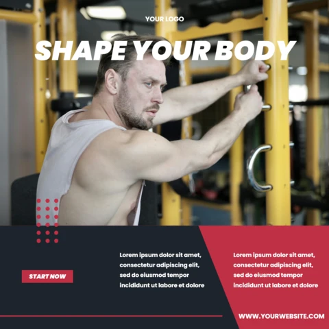Plantilla de diseño de post para redes sociales de Shape your body gym