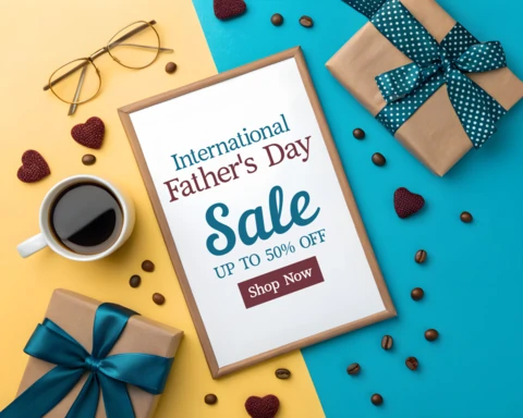 Colorful Father's Day Sale Design Template – Editable Promotional Artwork for Discounts