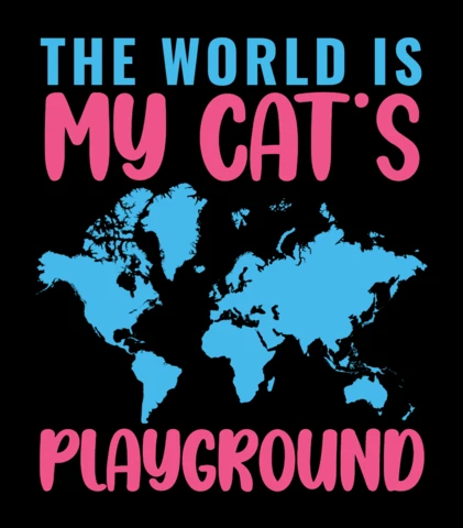 Playful Cat-Themed Design Template: 'The World Is My Cat's Playground'