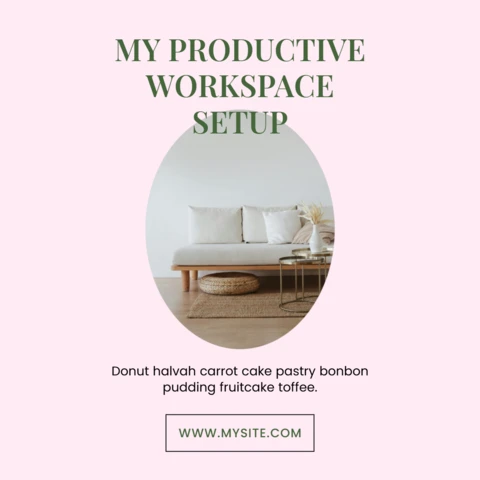 Impostazione dello spazio di lavoro produttivo minimalista Modello di design per post instagram