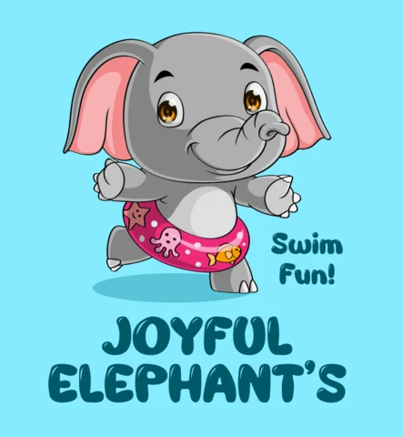 Éléphant joyeux nageant Modèle de design amusant