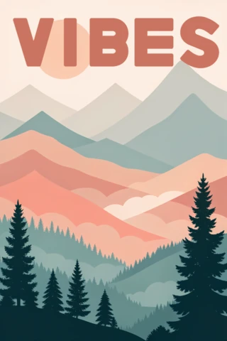 Modèle de design ambiance montagne pour vêtements sur le thème de la nature