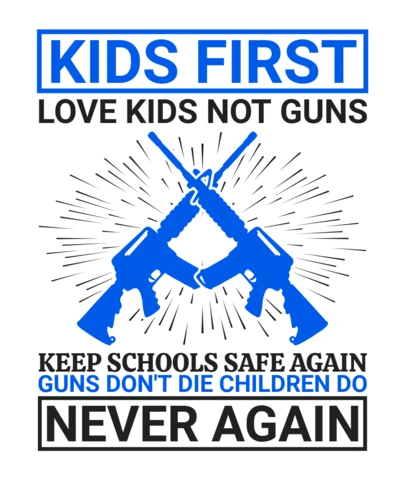 Audaz plantilla de diseño gráfico para la defensa de la seguridad infantil: ama a los niños, no a las armas