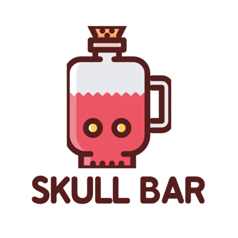 Modèle de logo pour un bar à tête de mort