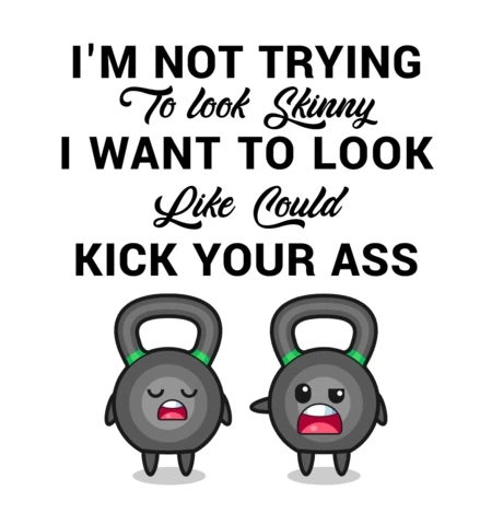 Modèle de t-shirt de motivation avec kettlebell, typographie mignonne