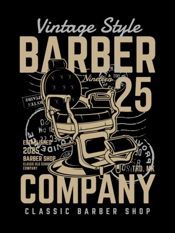 Silla de barbero vintage plantilla de diseño de camiseta