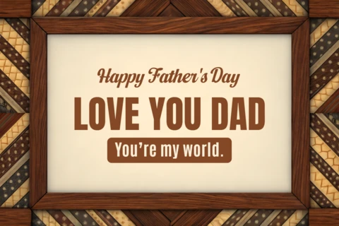 Father's Day Love You Dad Design Template with Rustic Frame