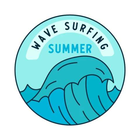 Wave Surfing Summer Badge Template Design