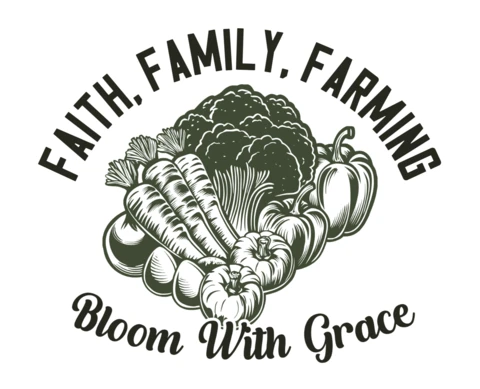 La fe, la familia y la agricultura florecen con gracia en un diseño de camiseta ilustrativa agrícola conmovedora.