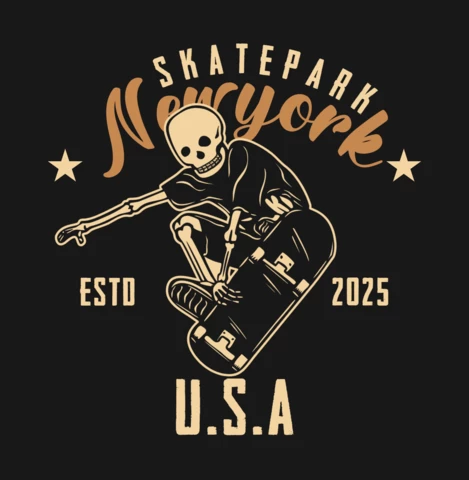 Skelett spielt Skateboard Vintage T-Shirt Design-Vorlage