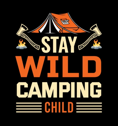 Blijf wild kamperen kind t-shirt ontwerpsjabloon