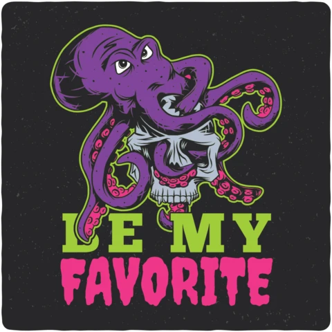 Scary Octopus Hugs A Skull T-Shirt Design
