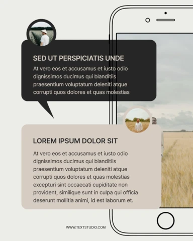 Conception de chat mobile Modèle de conception de post instagram