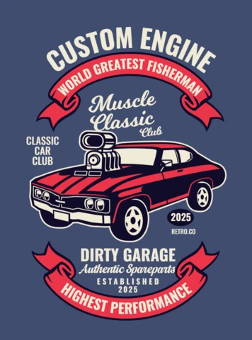 Custom Engine Muscle Car T-shirt Design Template