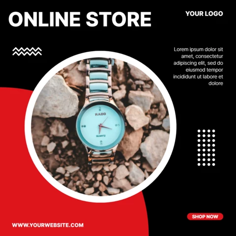 Modello di design del post sui social media del negozio di orologi