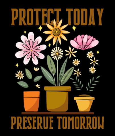 Protect Today, Preserve Tomorrow Eco-Friendly Floral T-Shirt Design Template