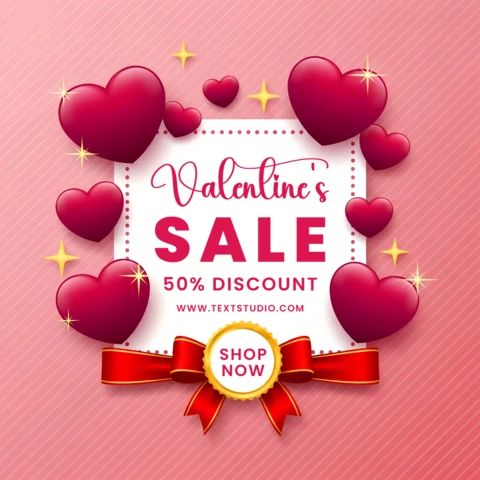 Plantilla de diseño de venta de San Valentín con gráficos de corazones para volantes promocionales