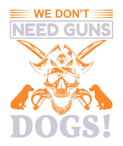 Plantilla de diseño gráfico inspirada en los piratas: estilo artístico "no necesitamos armas, ¡perros!