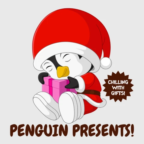 Playful Penguin Gift Design Template for Childish Holiday Celebrations Card