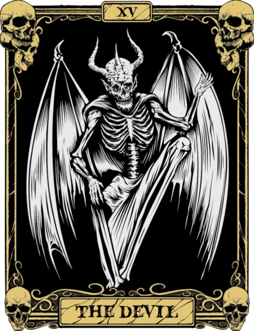 Vintage Gothic Devil Design Oracle Card for Dark Art Creations
