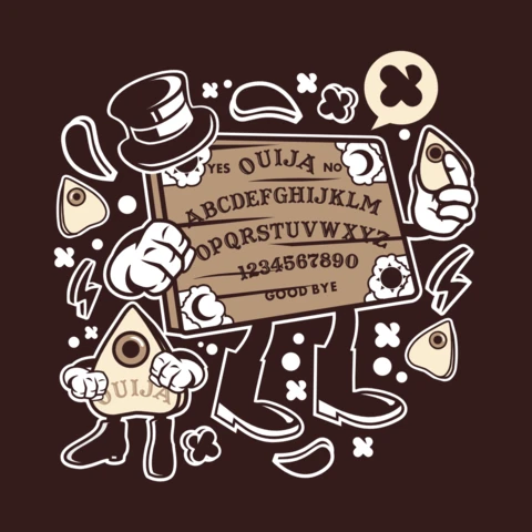 Ouija çizgi film karakteri tişört tasarım şablonu