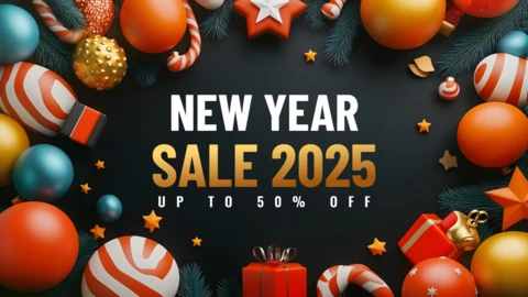 Festive Decorations New Year Sale 2025 Design Template