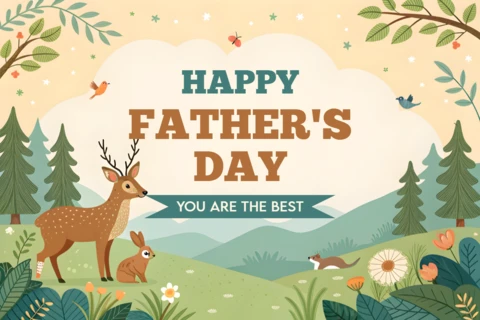 Whimsical Father's Day Design Template with Nature Elements