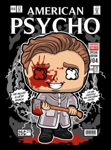 American Psycho Cartoon Character Magazine Cover Design Template