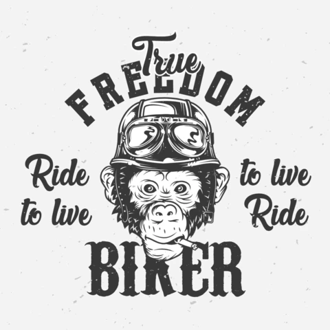 Monkey In Motorcycle Helmet T-Shirt Design Template